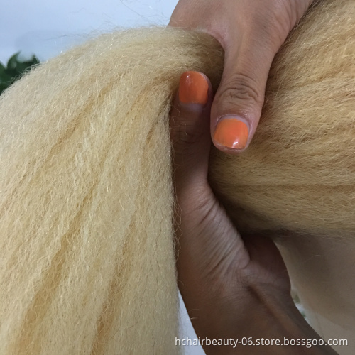 613 Blonde Kinky Straight Remy Human Hair Wig Full Transparent Lace Wigs 613 Blonde 8"-26 Long 150% Density Hair Wigs